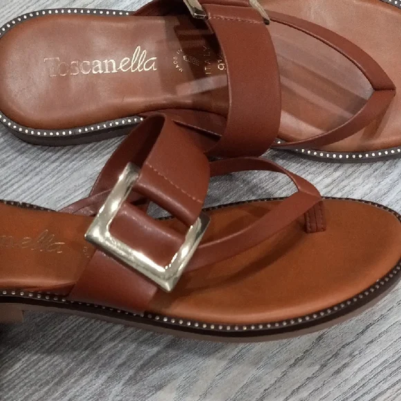 Toscanella Corinne Flat Sandal Women's Brown Sandals Size 9.5 - Picture 11 of 14